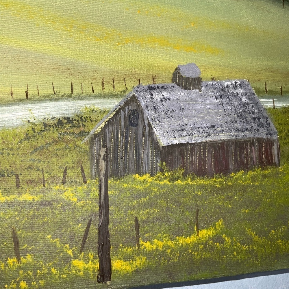 Oil Painting~Original Signed~”Log Cabin On The PrairieIn The Rockies”~24X18 - Picture 4 of 12